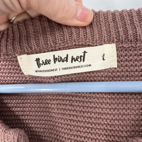 Three bird nest color block, drop shoulder high, low, ribbed knit sweater L - Picture 10 of 12